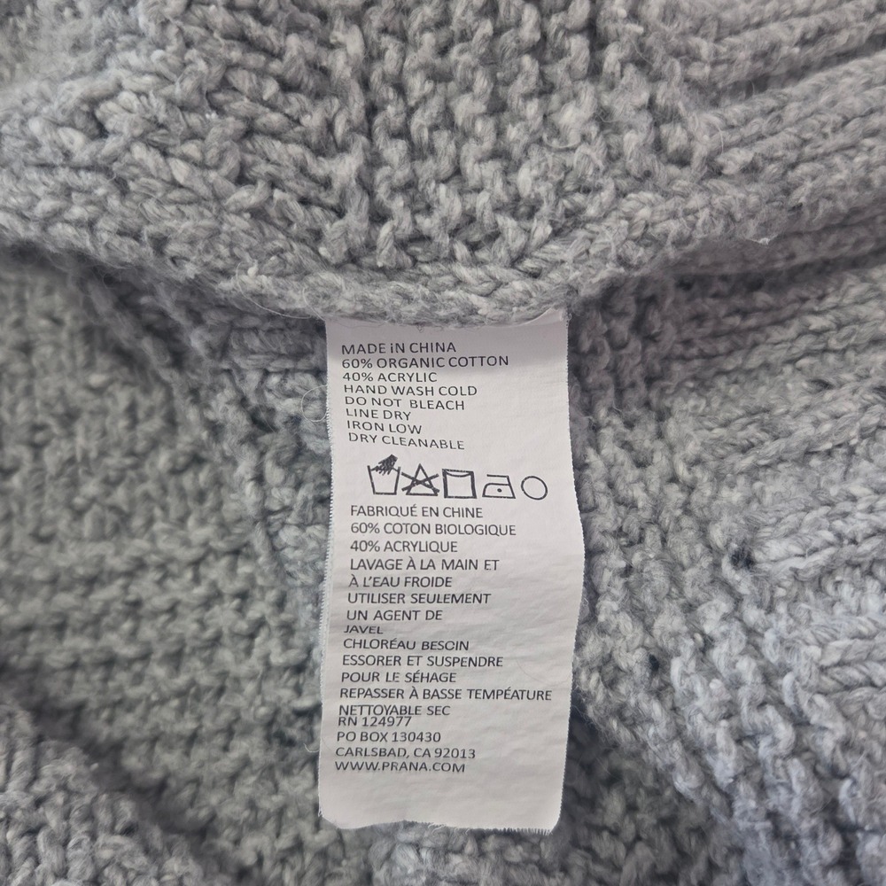Prana Womens Grey Organic Cotton Blend‎ Textured Raglan Knit Sweater Size M - Picture 8 of 9